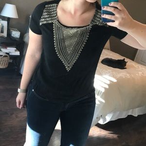 Black top with bead work